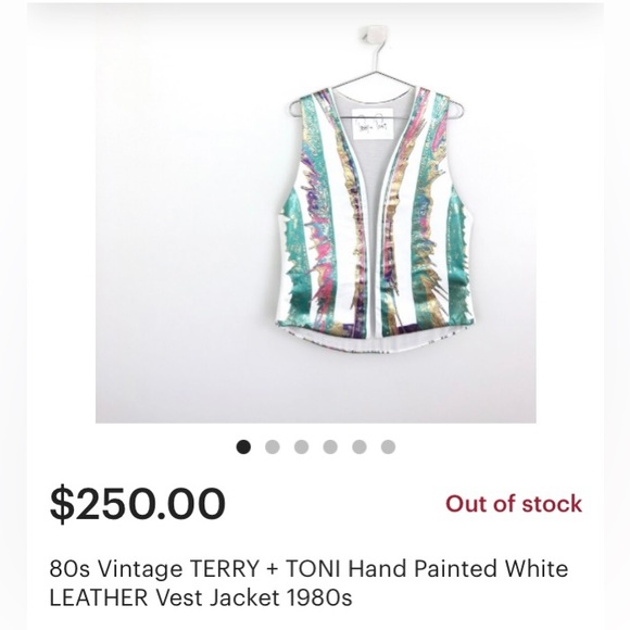 Terry & Toni Vintage 80s Hand Painted Leather Vest - Picture 11 of 14